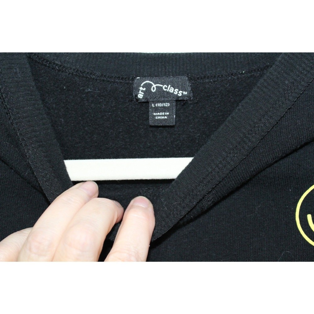 ArtClass Girls Black Have a GOOD Day Smiley Face Graphic Long Sleeve Tee L 10-12 - Picture 3 of 4